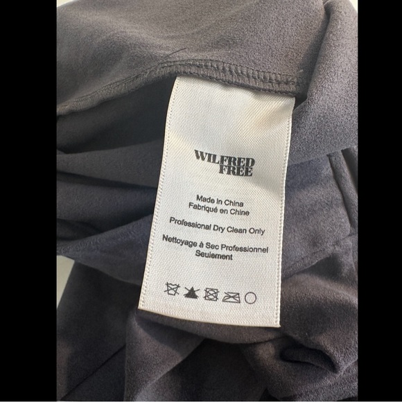 New WILFRED FREE Artizia Nescher Skirt Gray Faux suede Wrap Mini Short Pull On - Picture 9 of 11